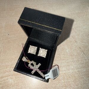 Sparkling Silver Diamond Earrings